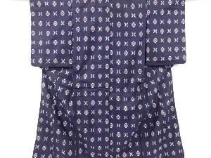 大正ロマン　抽象模様織り出し銘仙着物